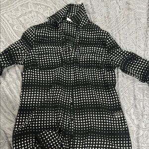 New York & Company Monochrome Circle Pattern Blouse